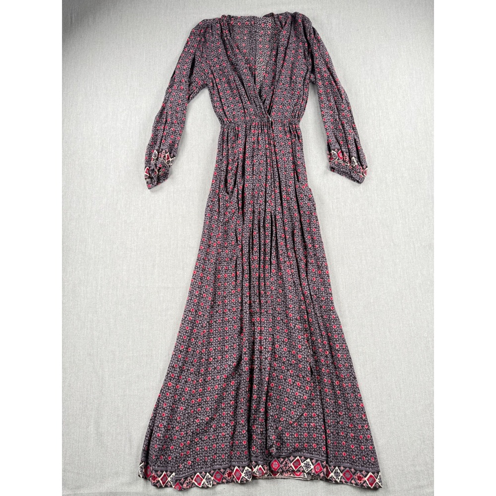 NAT by Natalie Martin Anthropologie Floral Boho Maxi Dress Purple Red M Rayon